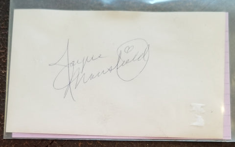 HOLLYWOOD SEX SYMBOL JAYNE MANSFIELD HAND SIGNED CARD D.1967