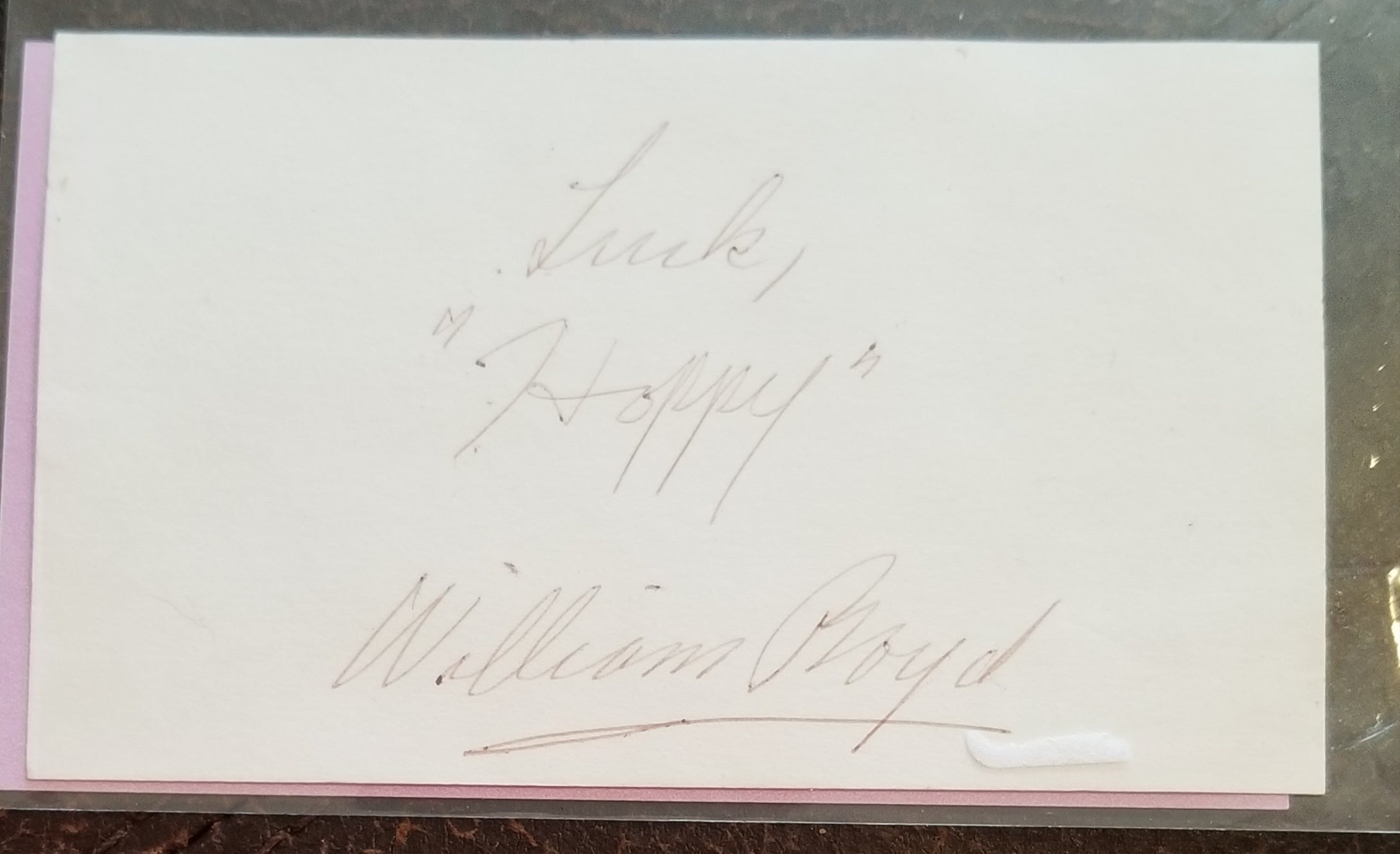 HOPALONG CASSIDY ACTOR WILLIAM BOYD "HOPPY" HAND SIGNED CARD D.1972