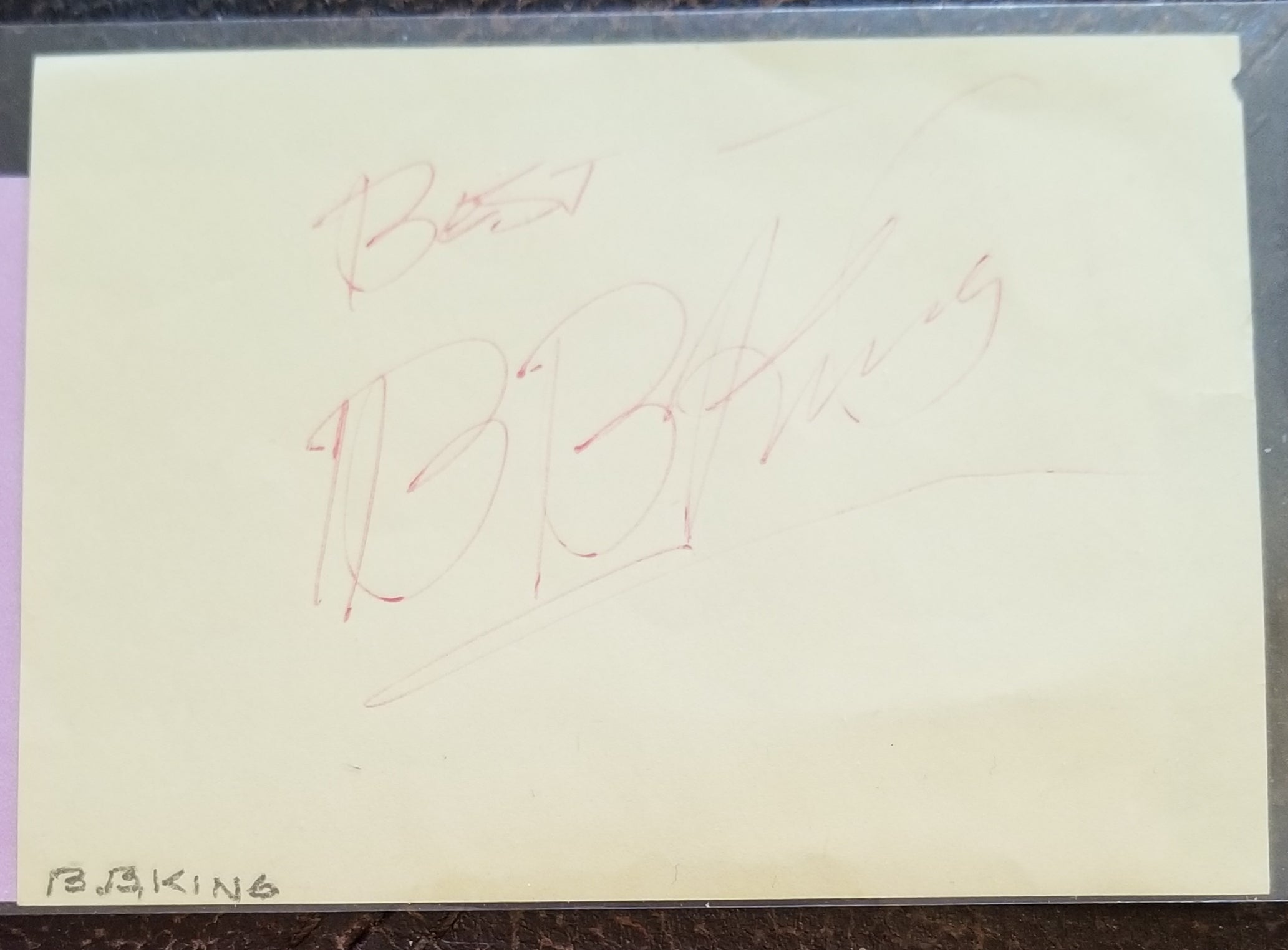 BLUES LEGEND B.B. KING HAND SIGNED PAGE D.2015