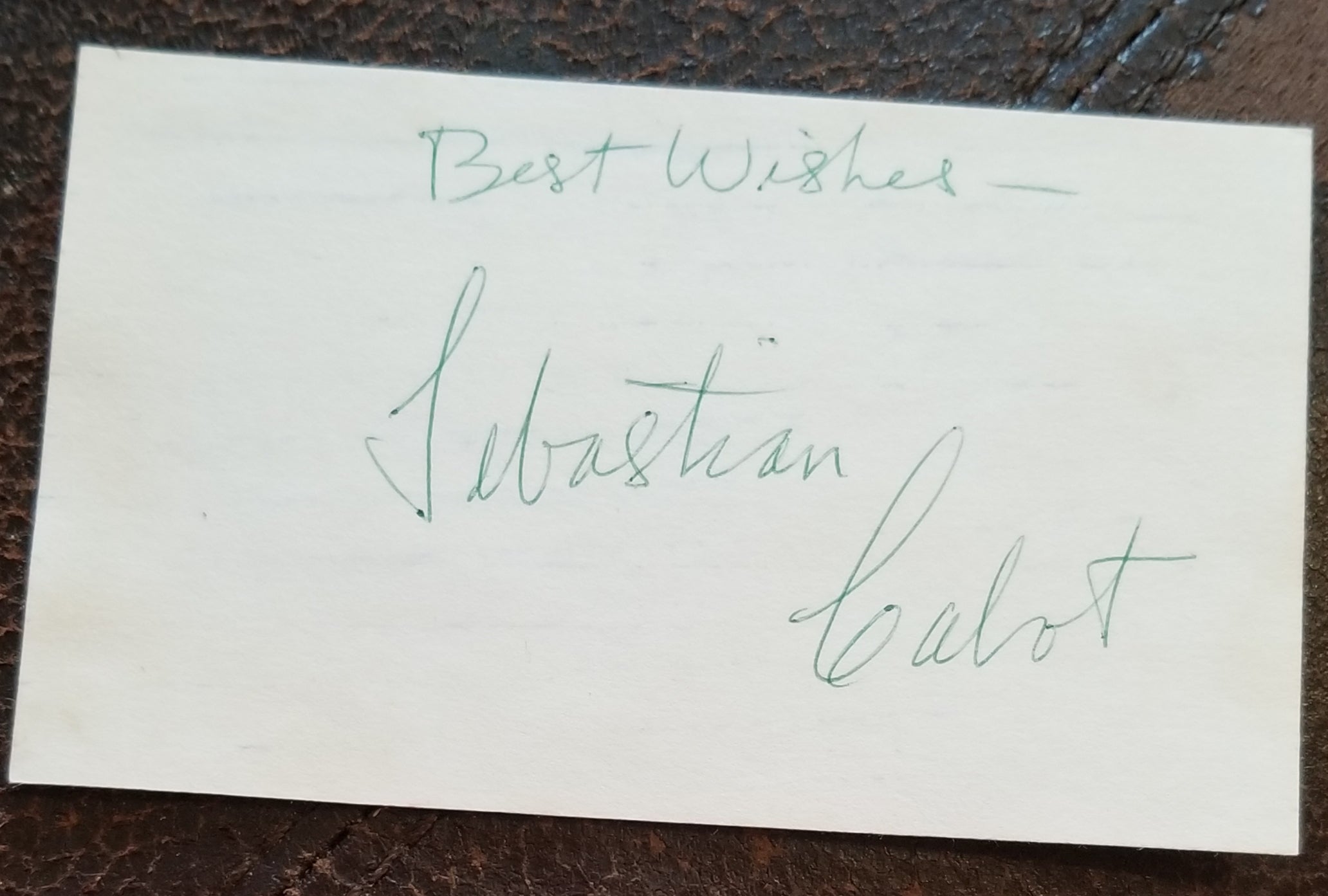 "MR. FRENCH" ACTOR SEBASTIAN CABOT HAND SIGNED CARD D.1977