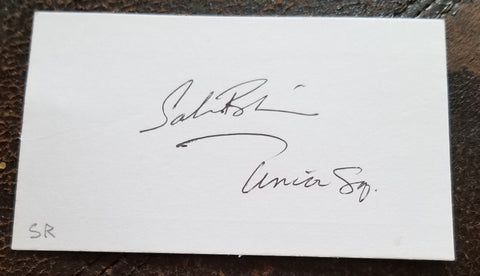 BRITISH INDIAN AUTHOR SALMAN RUSHDIE HAND SIGNED CARD