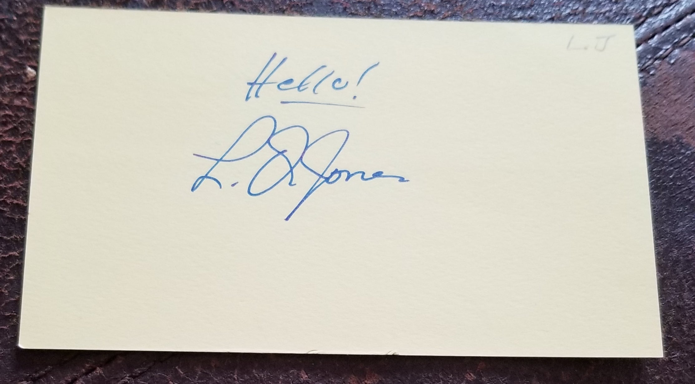 LONG TIME CHARACTER ACTOR L.Q. JONES HAND SIGNED CARD RIP