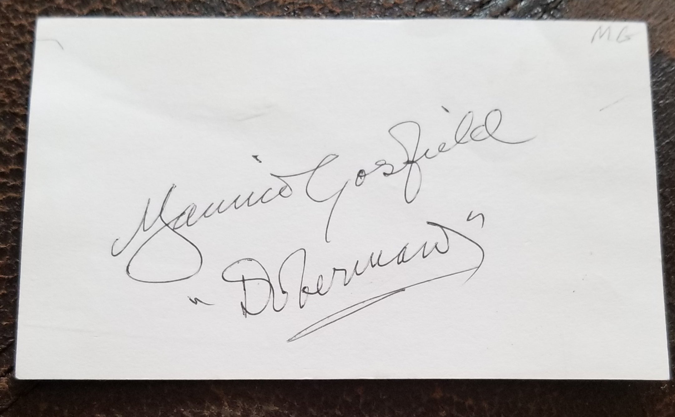 ACTOR MAURICE GOSFIELD HAND SIGNED CARD D.1964 PHIL SILVERS SHOW