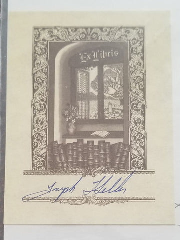 CATCH-22 AUTHOR JOSEPH HELLER HAND SIGNED BOOKPLATE D.1999