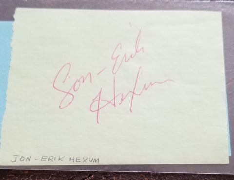 ACTOR MODEL JON-ERIK HEXUM HAND SIGNED PAGE. DIED YOUNG D.1984