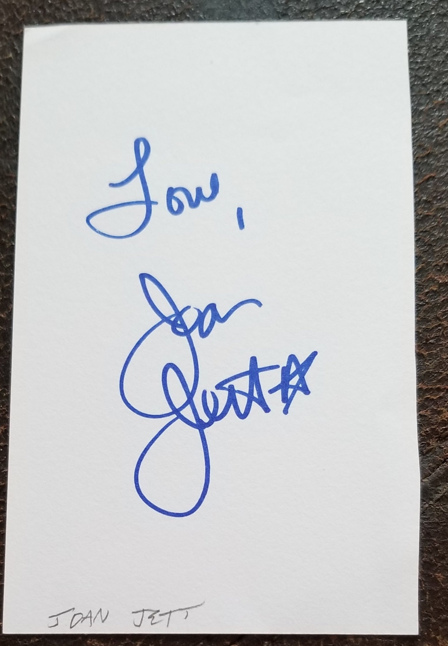 ROCK GODDESS JOAN JETT HAND SIGNED CARD