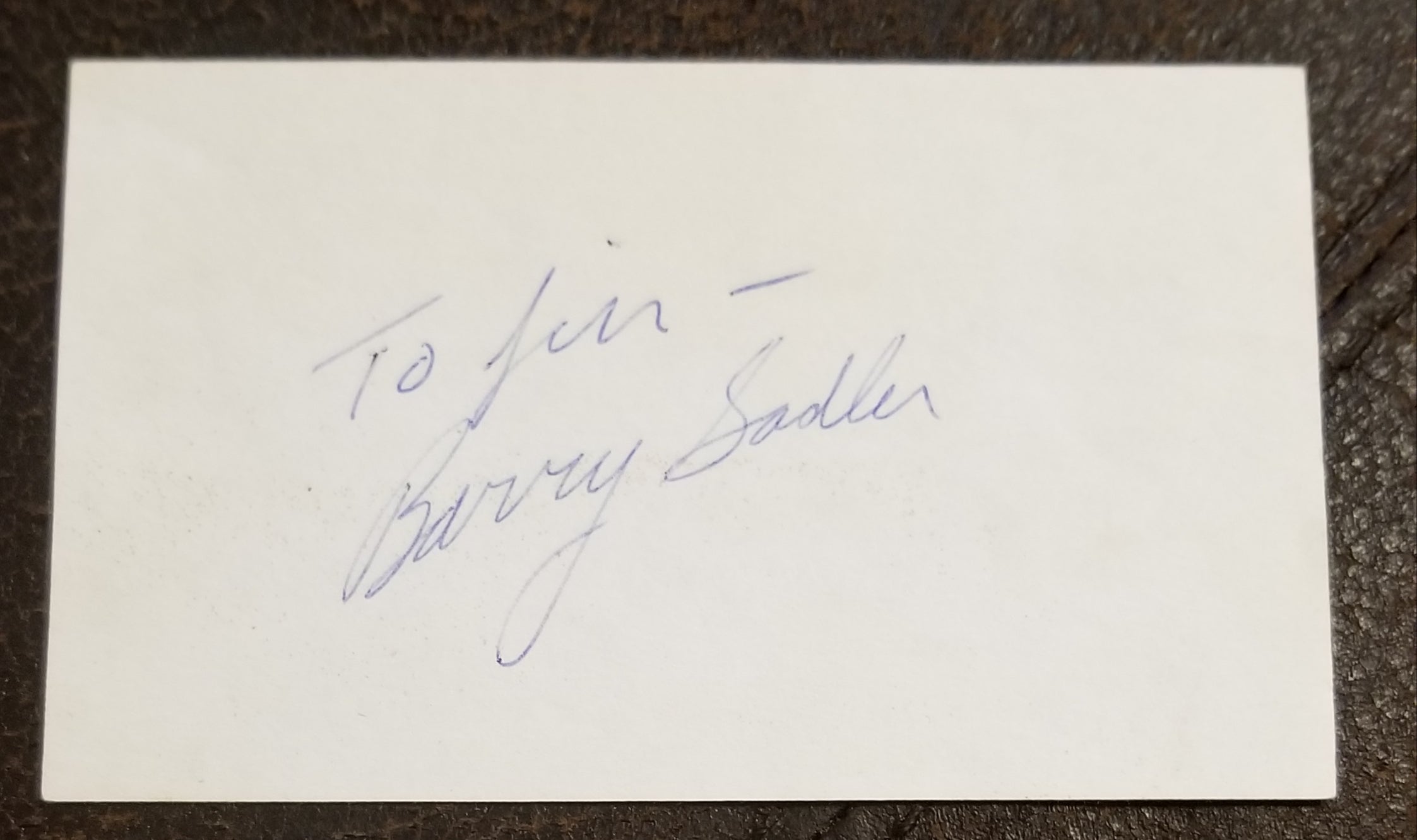 THE BALLAD OF THE GREEN BERET SINGER BARRY SADLER HAND SIGNED CARD D.1989