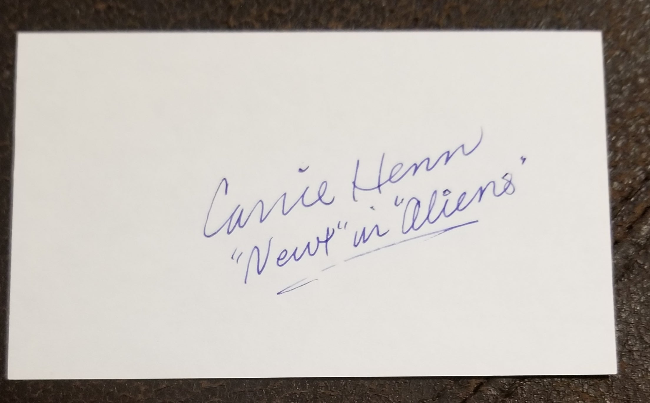 ALIENS CHILD ACTRESS CARRIE HENN HAND SIGNED CARD