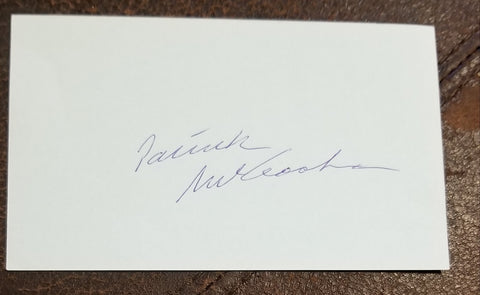 "THE PRISONER" STAR PATRICK MCGOOHAN HAND SIGNED CARD D.2009