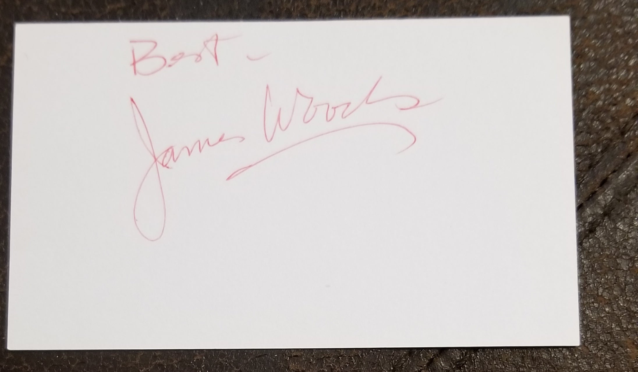 LONG TIME ACTOR JAMES WOODS HAND SIGNED CARD