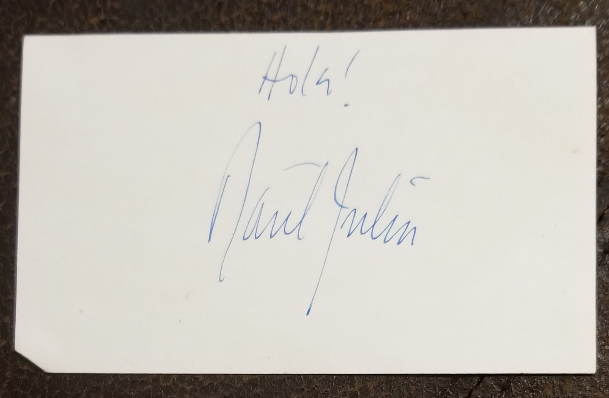 ACTOR RAUL JULIA HAND SIGNED CARD D 1994 THE ADDAMS FAMILY MOVIES