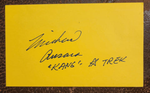 WESTERNS AND STAR TREK ACTOR MICHAEL ANSARA HAND SIGNED CARD D.2013