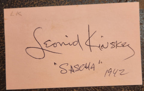 CASABLANCA ACTOR LEONID KINSKEY HAND SIGNED CARD D.1998