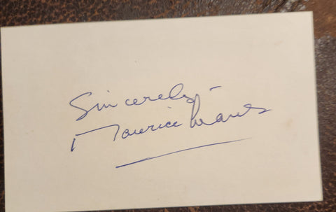 "PLANET OF THE APES" ENGLISH ACTOR MAURICE EVANS HAND SIGNED CARD D.1989