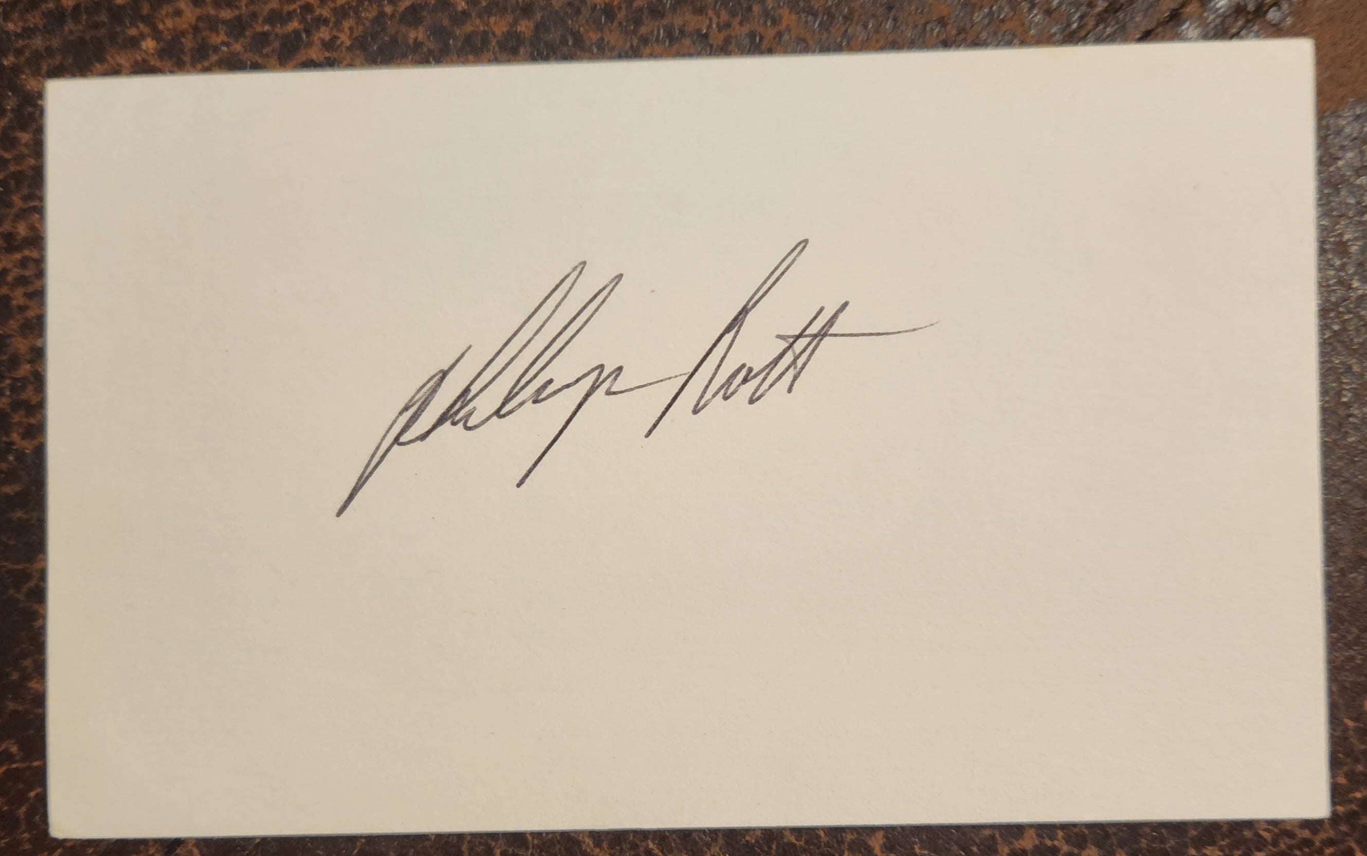 AMERICAN NOVELIST PHILIP ROTH HAND SIGNED CARD D.2018 GOODBYE COLUMBUS