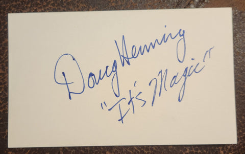 MAGICIAN AND ILLUSIONIST DOUG HENNING HAND SIGNED CARD D.2000