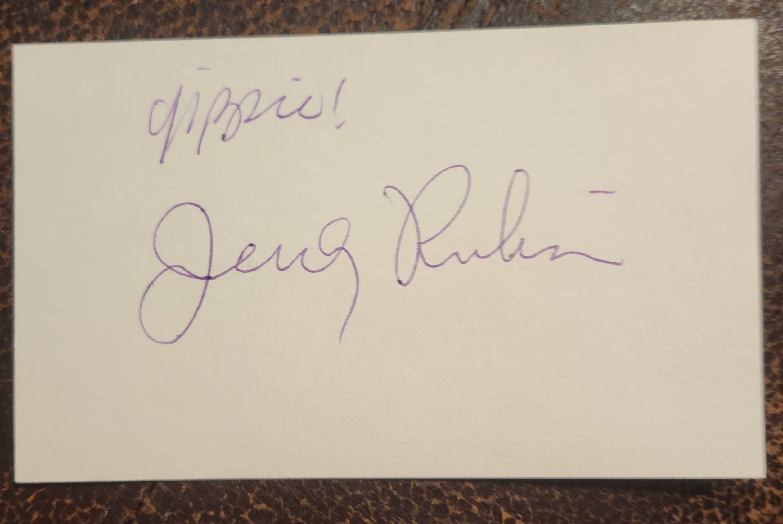 SOCIAL ACTIVIST ANTI-WAR ICON JERRY RUBIN HAND SIGNED CARD D 1994