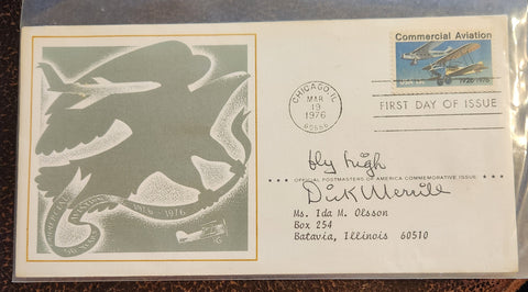 EARLY AVIATON PIONEER DICK MERRILL HAND SIGNED FDC FIRST DAY COVER D.1982