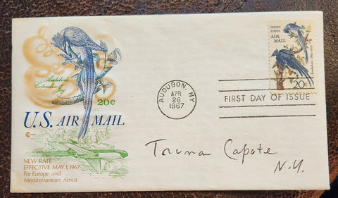 "BREAKFAST AT TIFFANY'S" AUTHOR TRUMAN CAPOTE HAND SIGNED FDC FIRST DAY COVER D.1984
