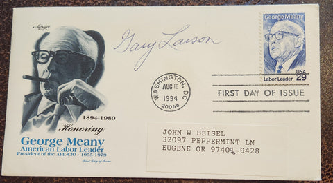 FAR SIDE CARTOONIST GARY LARSON HAND SIGNED FDC FIRST DAY COVER