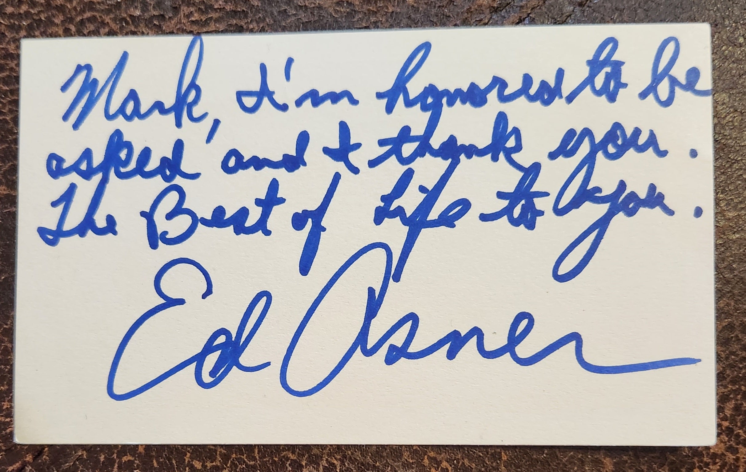 LOU GRANT ACTOR ED ASNER HAND SIGNED NOTE D.2021