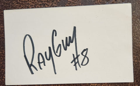 HALL OF FAME PUNTER RAY GUY HAND SIGNED CARD RIP