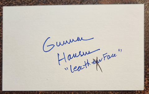 THE TEXAS CHAINSAW MASSACRE LEATHERFACE ACTOR GUNNAR HANSEN HAND SIGNED CARD D.2015