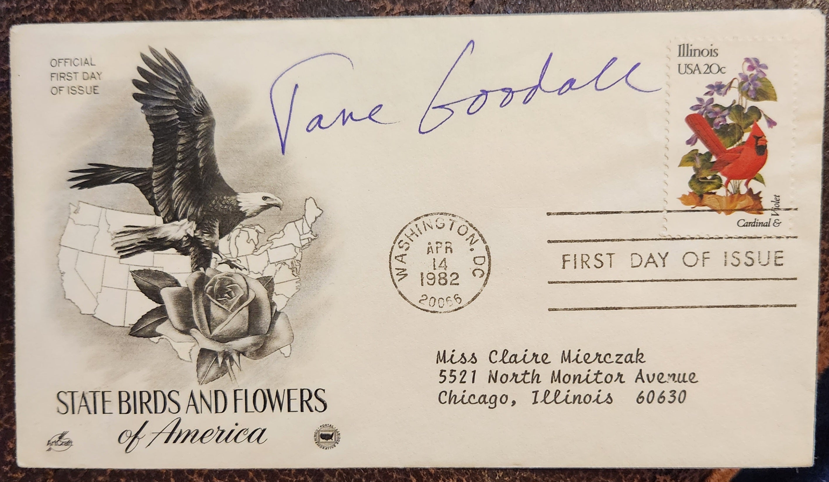 ANTHROPOLOGIST JANE GOODALL HAND SIGNED FDC FIRST DAY COVER