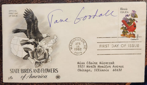 ANTHROPOLOGIST JANE GOODALL HAND SIGNED FDC FIRST DAY COVER