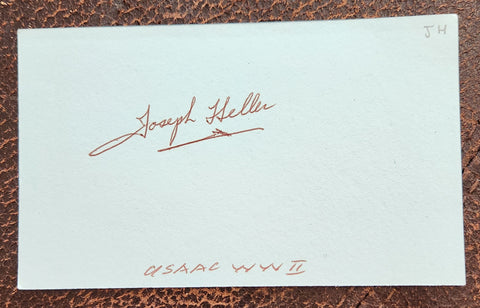 "CATCH-22" AUTHOR JOSEPH HELLER HAND SIGNED CARD D.1999