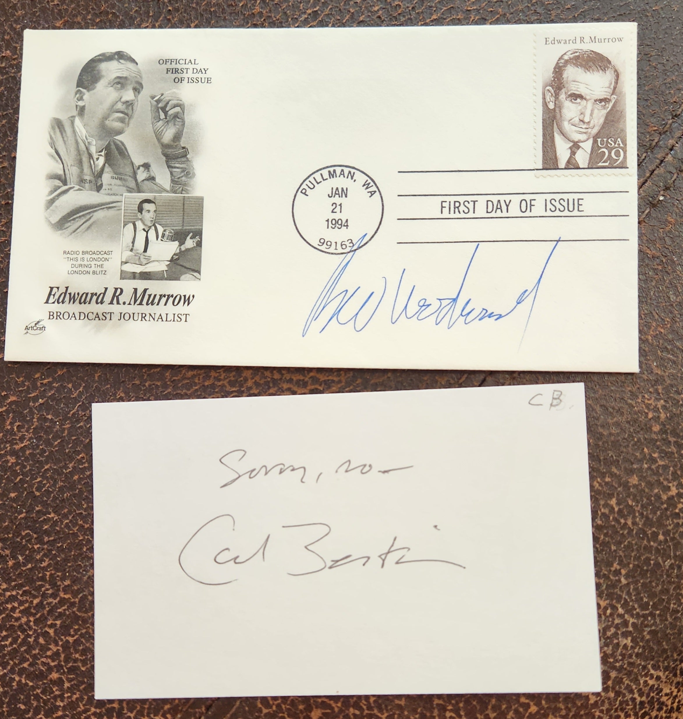 WATERGATE REPORTERS BOB WOODWARD AND CARL BERNSTEIN HAND SIGNED AUTOGRAPHS