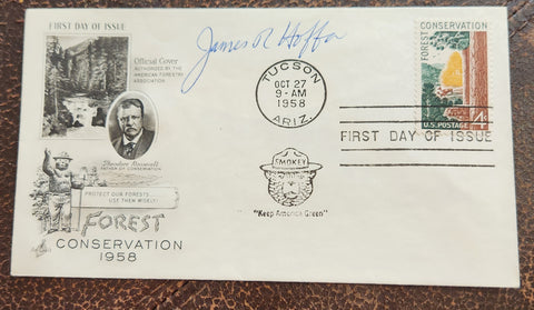 CONTROVERSIAL LABOR LEADER JIMMY HOFFA HAND SIGNED FDC FIRST DAY COVER D.1982