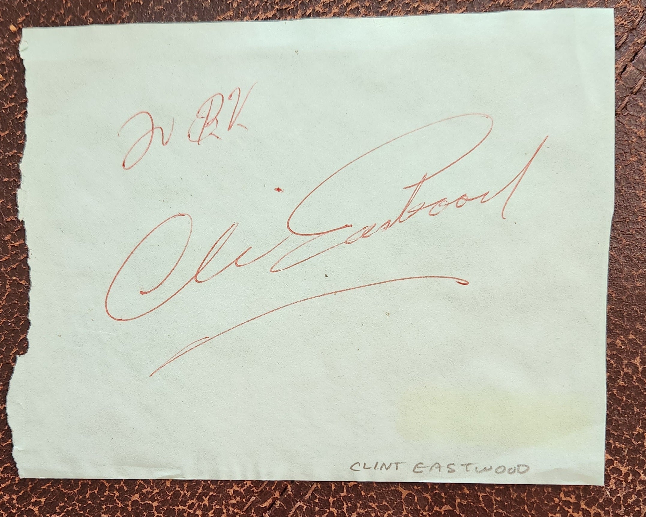 VINTAGE CLINT EASTWOOD HAND SIGNED PAGE