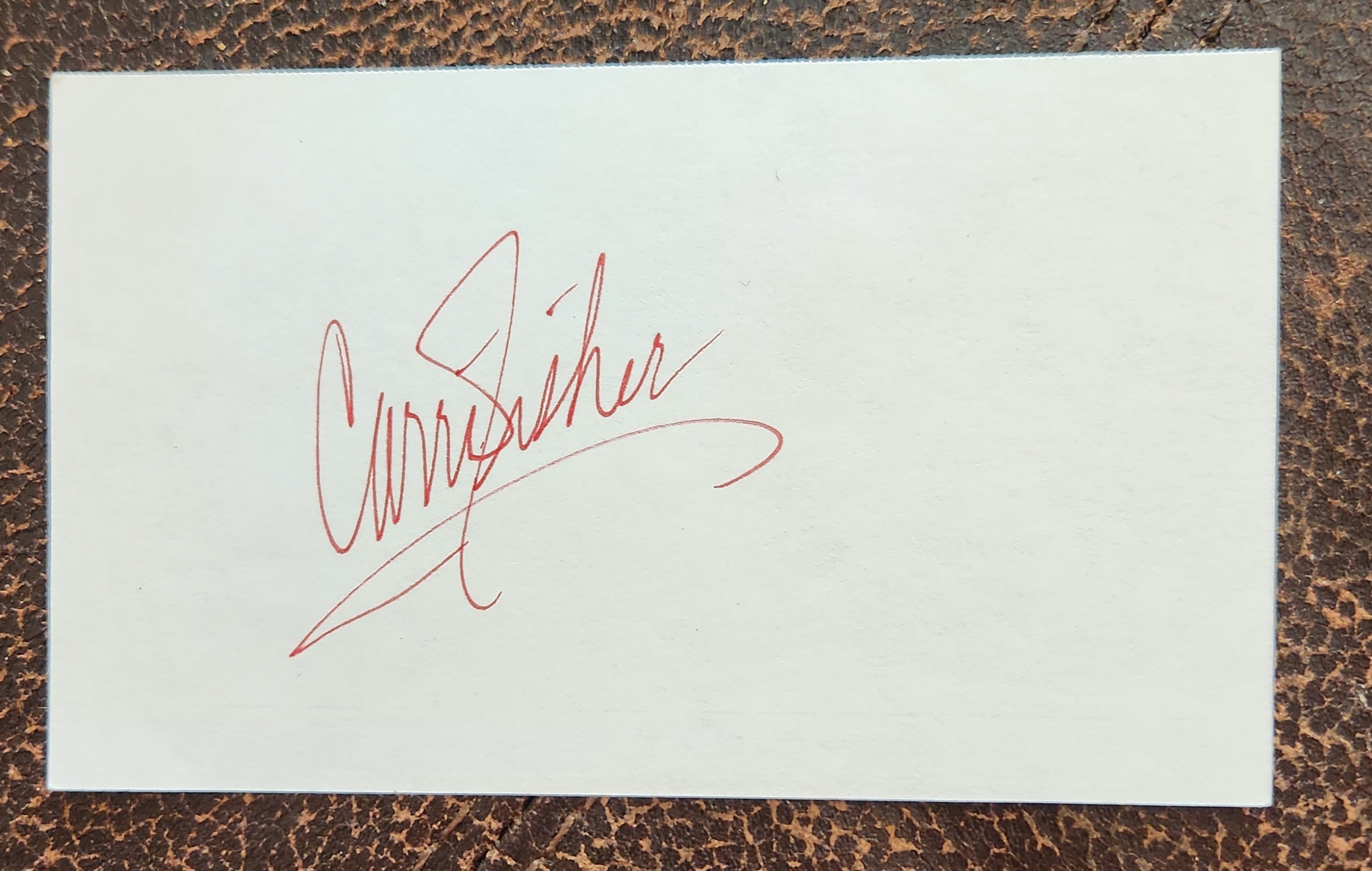 STAR WARS STAR CARRIE FISHER HAND SIGNED CARD D.2016