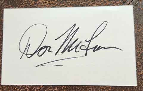 AMERICAN PIE SINGER DON MCLEAN HAND SIGNED CARD