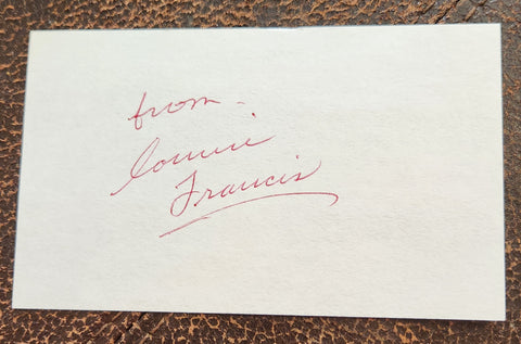 "WHO'S SORRY NOW" SINGER CONNIE FRANCIS HAND SIGNED CARD