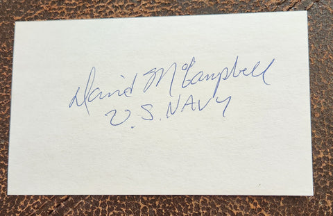 US NAVY'S ALL TIME FLYING ACE CAPTAIN DAVID MCCAMPBELL HAND SIGNED CARD D.1996