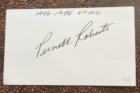 BONANZA STAR PERNELL ROBERTS HAND SIGNED CARD D.2010