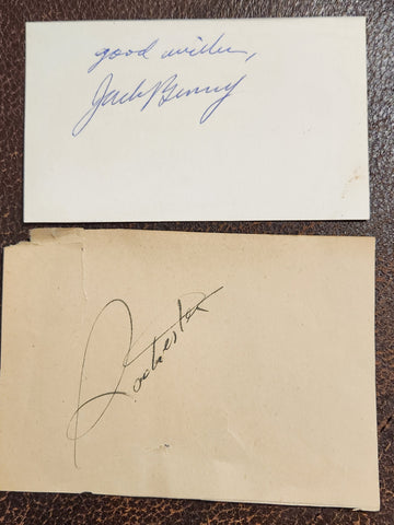 COMEDIC GREATS JACK BENNY (D.1974) AND SIDEKICK ROCHESTER (D.1977) HAND SIGNED AUTOGRAPHS