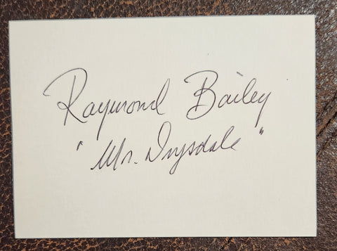 BEVERLY HILLBILLIES ACTOR RAYMOND BAILEY HAND SIGNED CARD D.1980