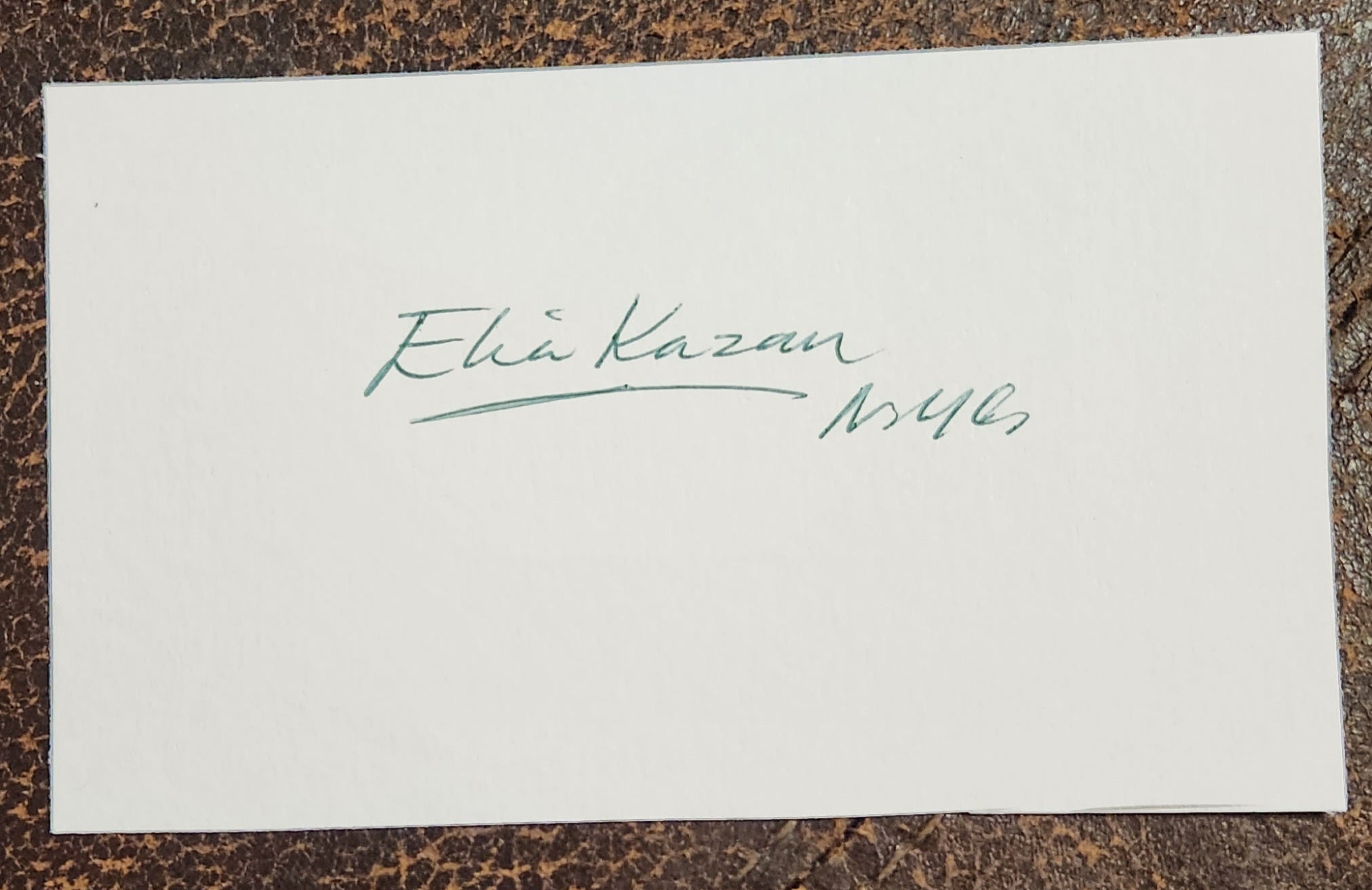 GREAT DIRECTOR ELIA KAZAN HAND SIGNED CARD D.1983