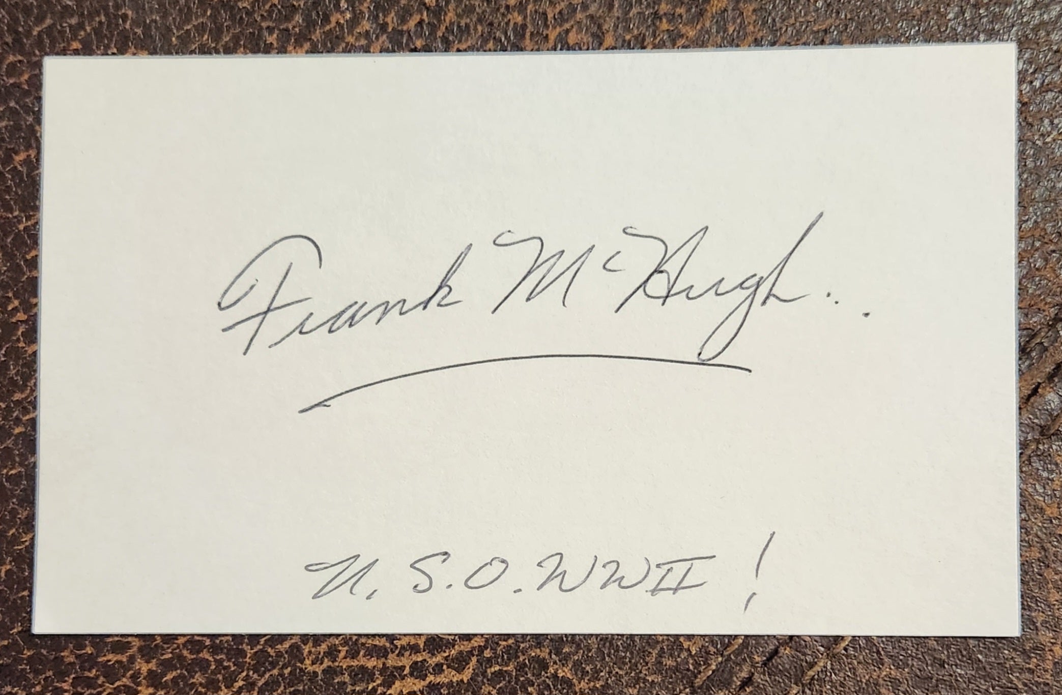 LONG TIME CHARACTER ACTOR FRANK MCHUGH HAND SIGNED CARD D.1981