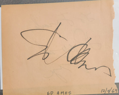 ACTOR SINGER ED AMES HAND SIGNED PAGE