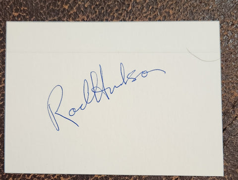 ACTOR ROCK HUDSON HAND SIGNED CARD D.1985