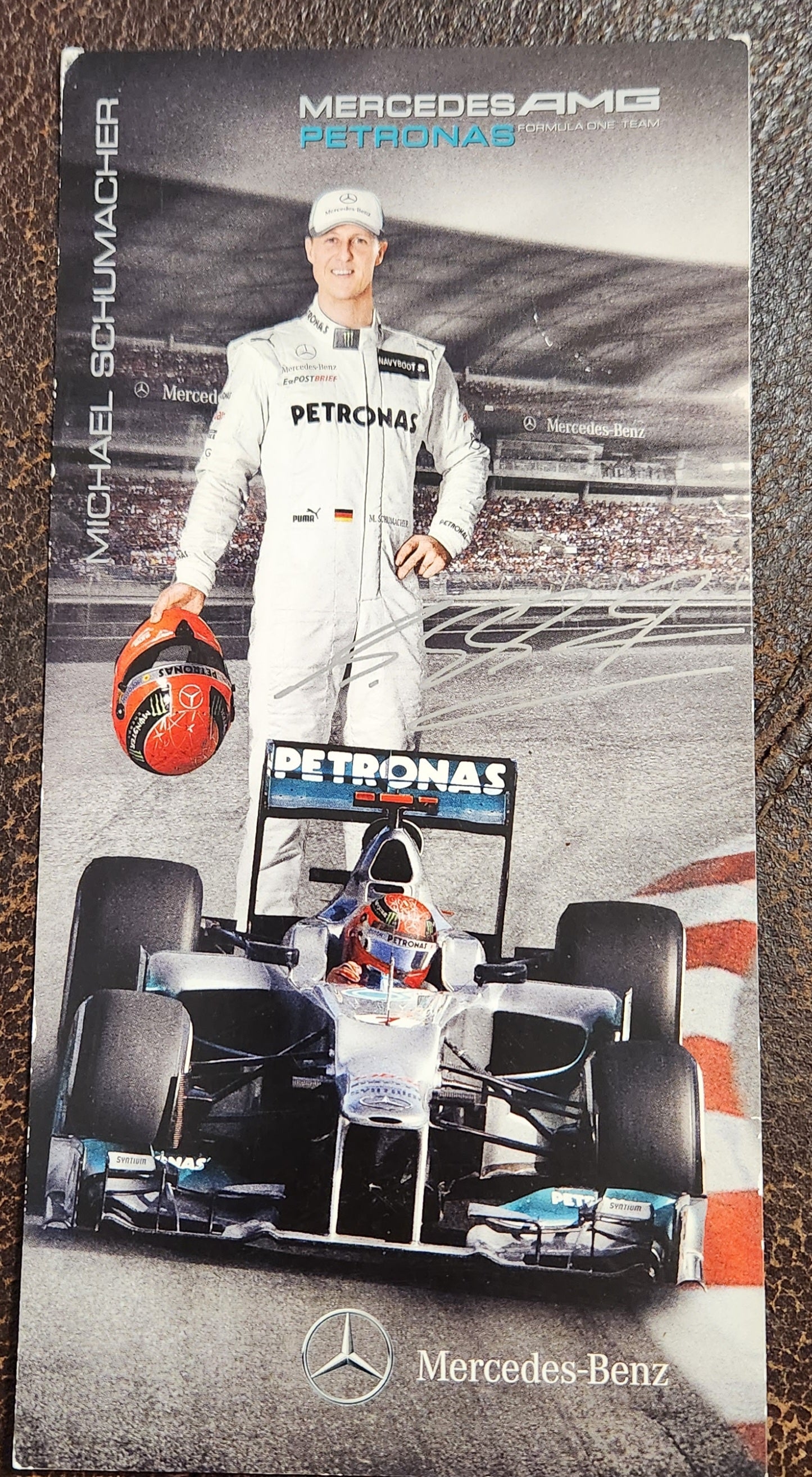 VINTAGE 4X9" MICHAEL SCHUMACHER HAND SIGNED RACING PHOTO/CARD