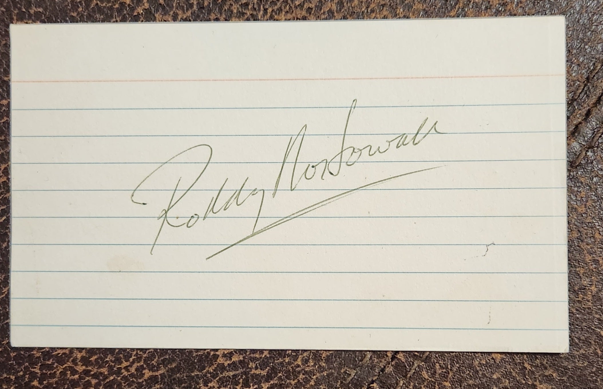 ACTOR RODDY MCDOWALL HAND SIGNED CARD D.1998 PLANET OF THE APES