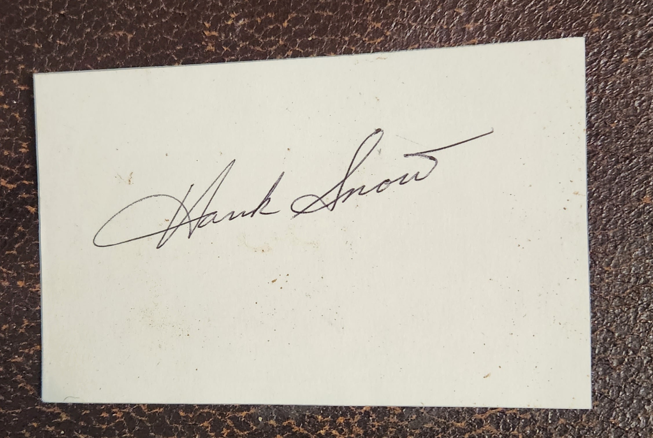 COUNTRY MUSIC GREAT HANK SNOW HAND SIGNED CARD D.1999