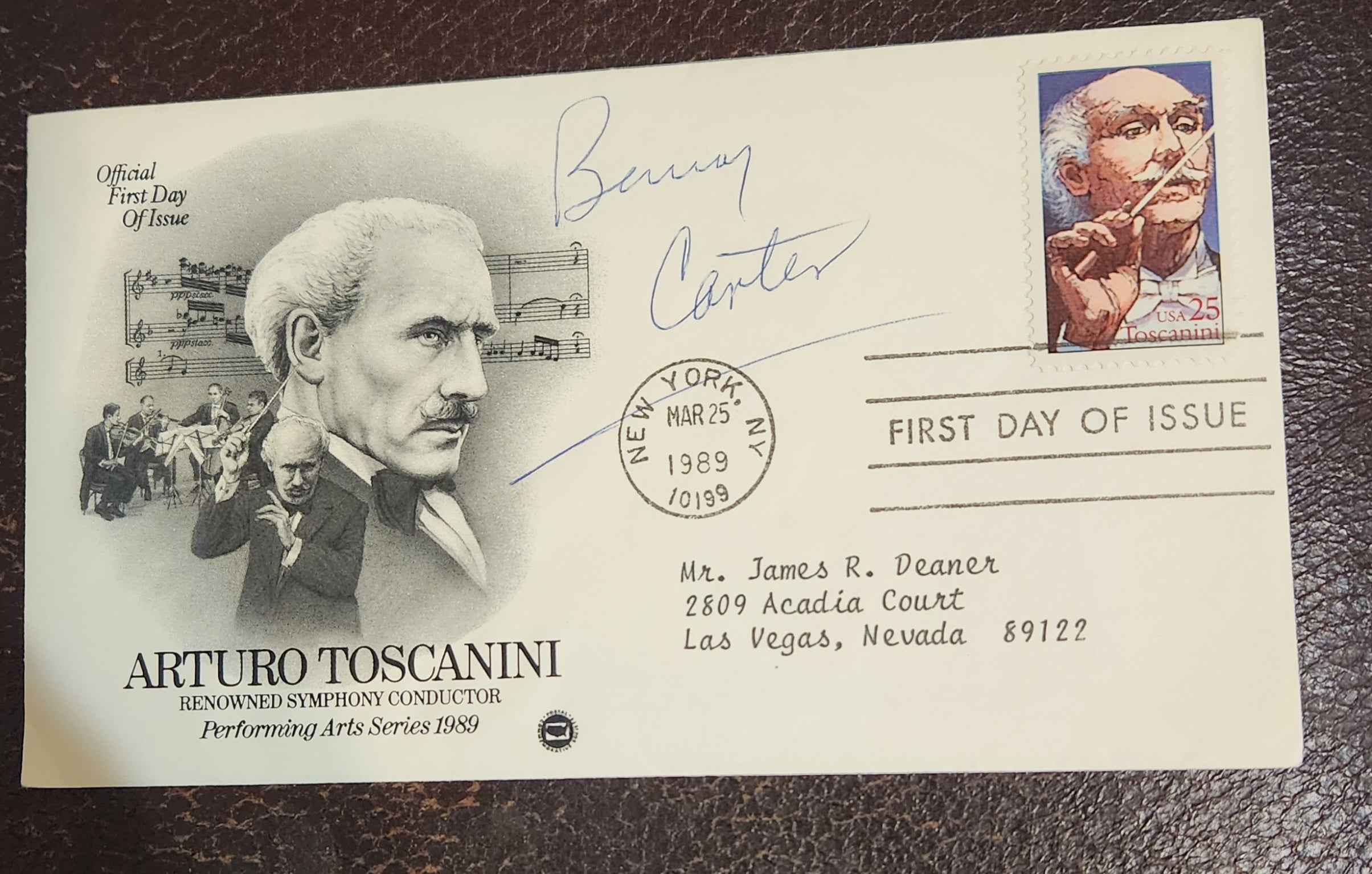 LEGENDARY JAZZ SAXOPHONIST BENNY CARTER HAND SIGNED FDC FIRST DAY COVER D.2003