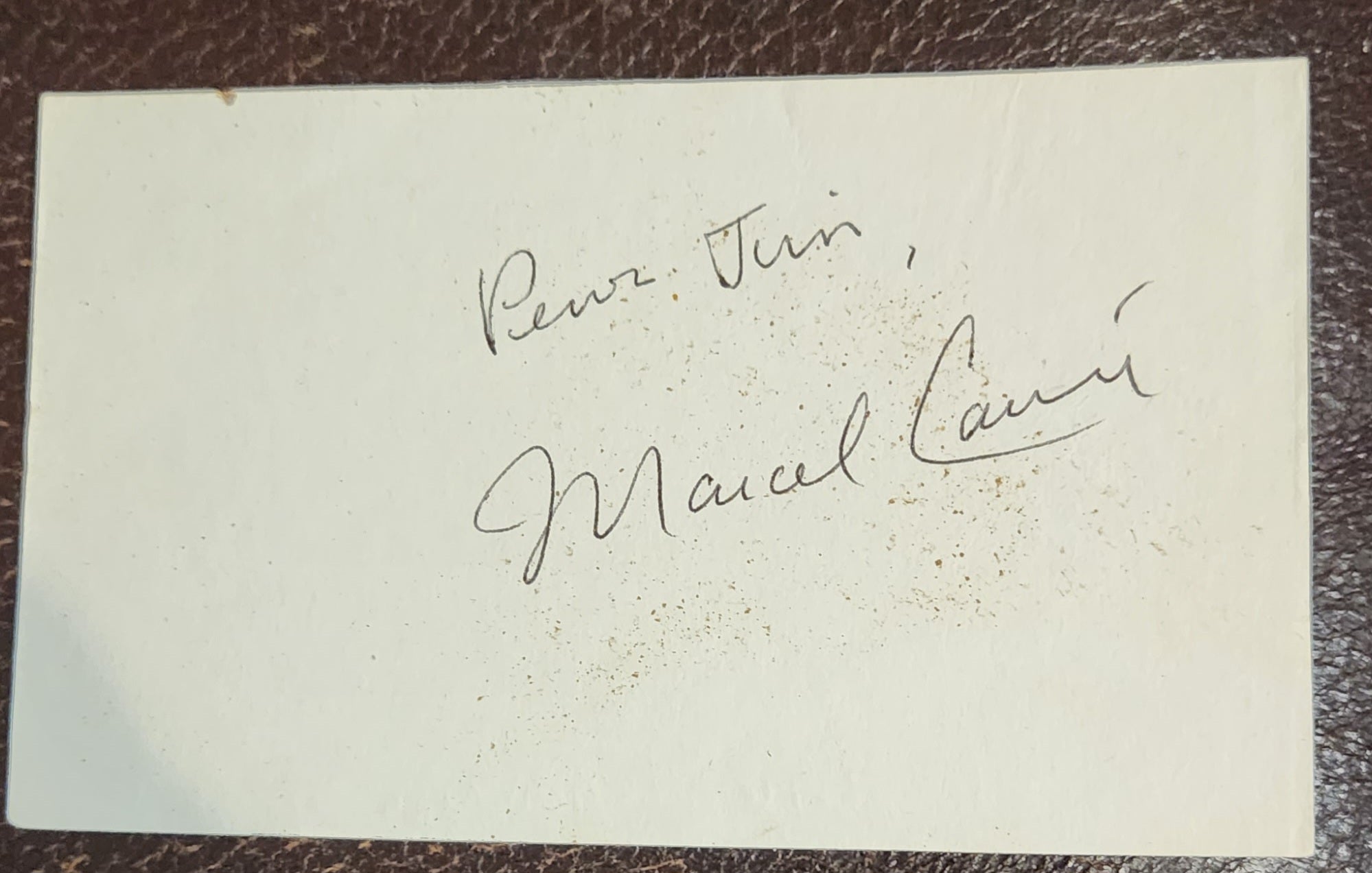 GREAT FRENCH DIRECTOR MARCEL CARNE HAND SIGNED CARD D.1996