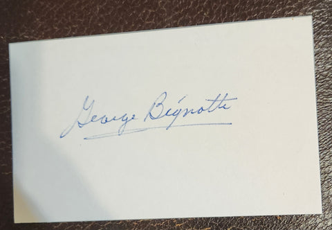 LEGENDARY INDY 500 MECHANIC GEORGE BIGNOTTI HAND SIGNED CARD D.2013